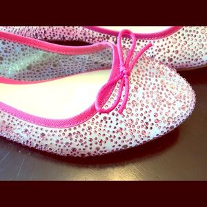 Aldo Flat Slip On Clear Shoes with Pink Crystals
